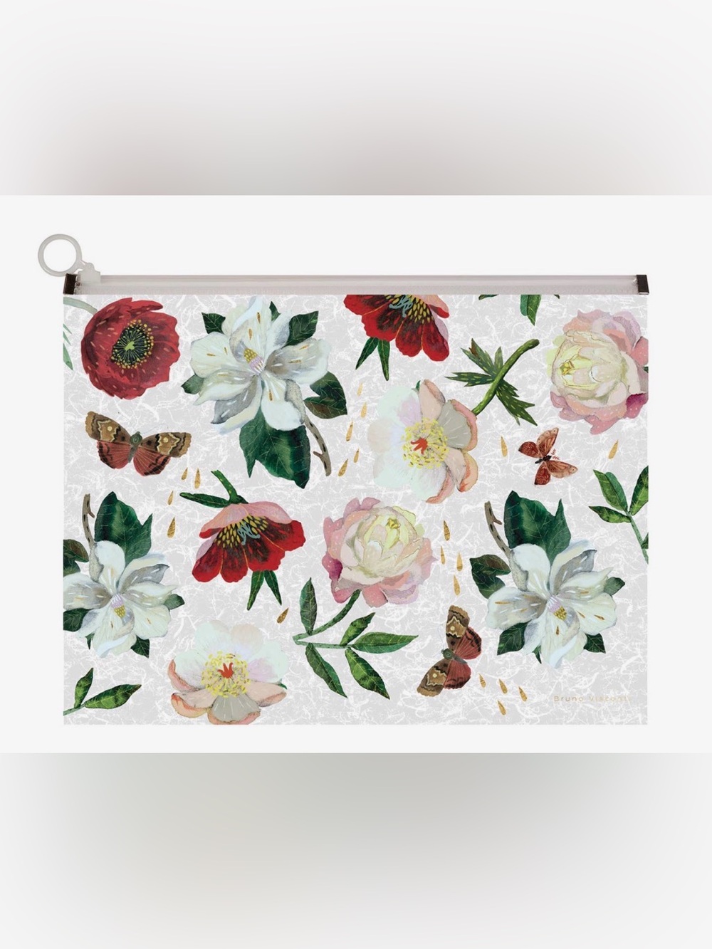 BV by Bruno Visconti Poly Zip Folder in Peonies Design - A4 size